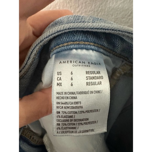 American Eagle The Dream Jean Hi-Rise Jeggings Distressed Light Wash Size 6 - Picture 6 of 6